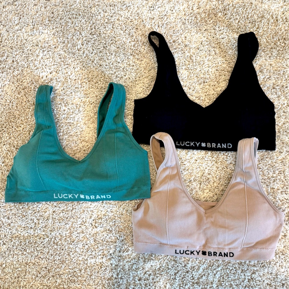 Lucky Brand Ribbed Bralette set of 3